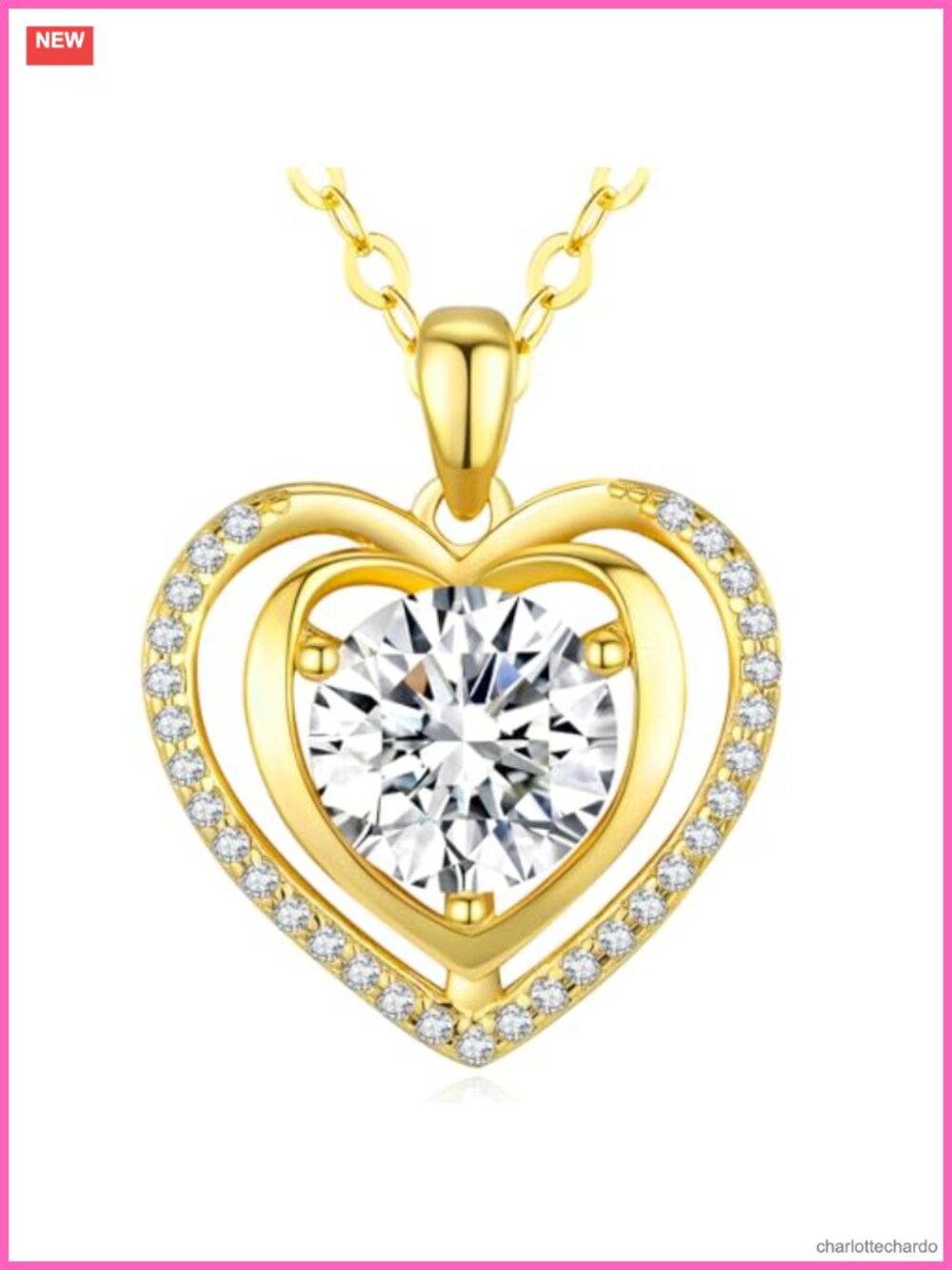 Heart Pendant Necklace Sterling Silver Moissanite I Love You Women